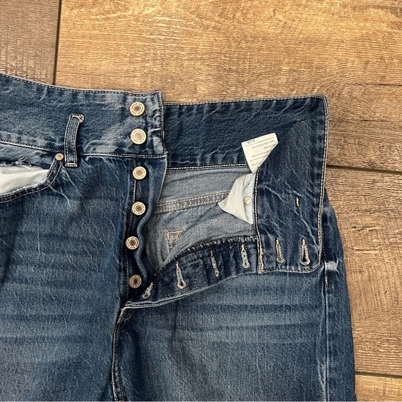 Kancan High Rise Button Fly Wide Leg Jeans – Raw Hem Medium Wash Size 28 - Picture 3 of 10